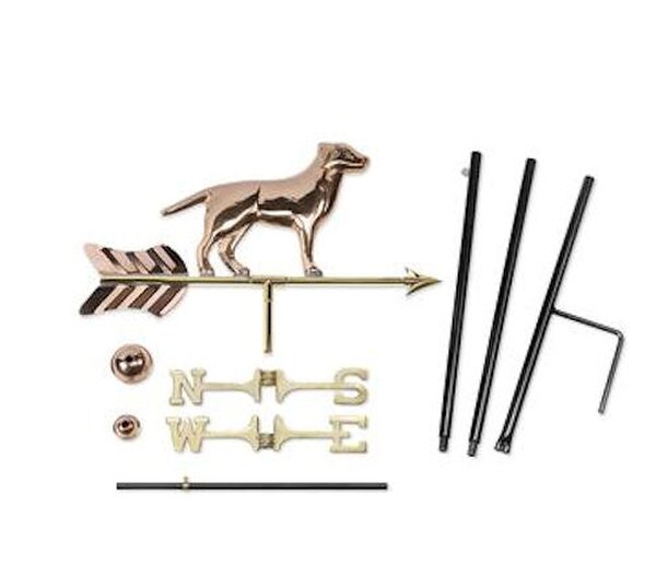 Labrador Retriever Weathervane Garden Pole Copper Spinning Arroiw